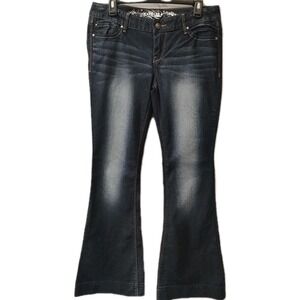 Express Women's Jeans Stella Flare Leg Sz 8 Dark Wash Denim Regular Fit Low Rise